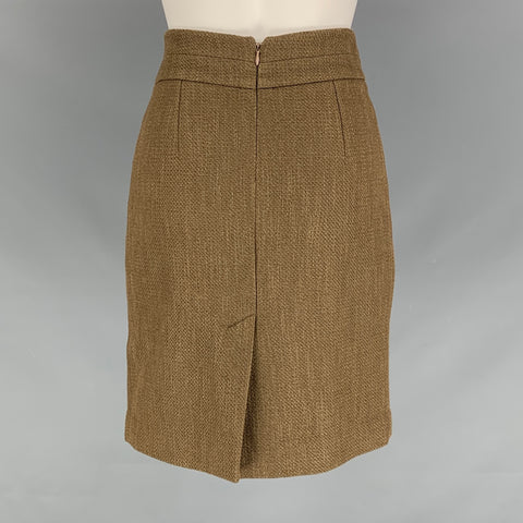 ETRO Size 2 Olive Wool Blend Pleated Skirt