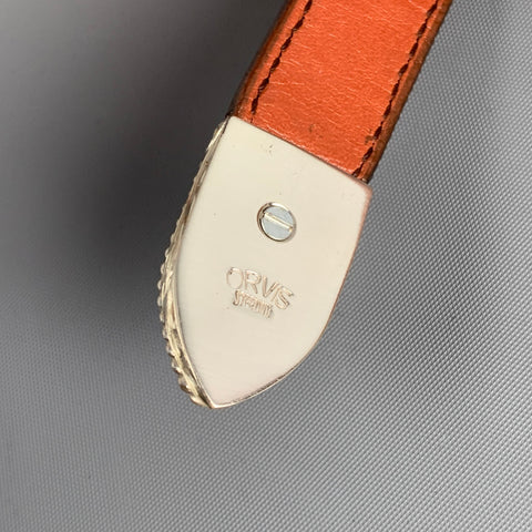 ORVIS Size 36 Brown Textured Leather Sterling Silver Belt