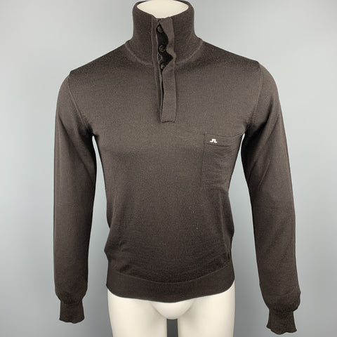 J. LINDEBERG Jersey de cuello alto de lana merino marrón talla S