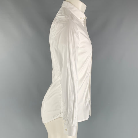 BURBERRY PRORSUM Size 38 White Solid Cotton One pocket Long Sleeve Shirt