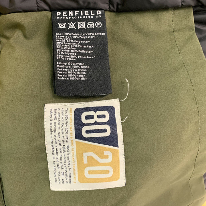 PENFIELD Size L Dark green Solid Polyester and  Cotton Hooded Coat