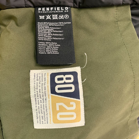 PENFIELD Talla L Abrigo con capucha de poliéster y algodón liso verde oscuro