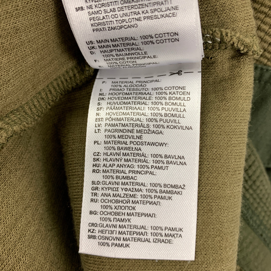 ADIDAS Size M Olive Green Waffle Knit Cotton Henley T-shirt