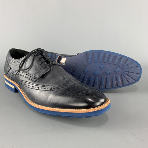 MELVIN &amp; HAMILTON 10 Zapatos brogue EDDY con cordones y punta de ala de cuero envejecido azul marino