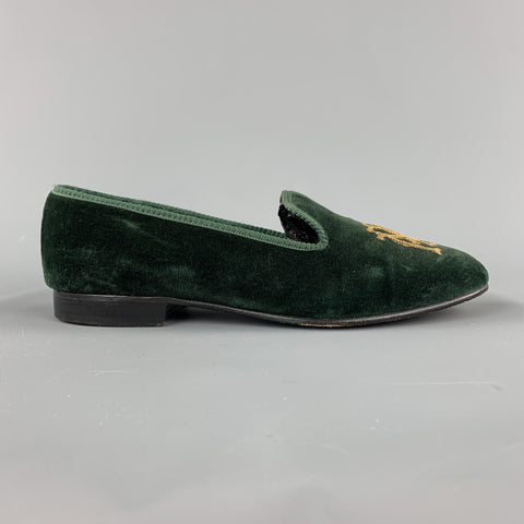 NEW & LINGWOOD Size 8 Green Velvet Slippers Loafers