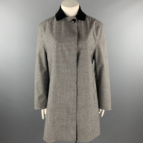 MACKINTOSH Size L Black & White Checkered Wool Coat