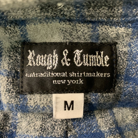 ROUGH & TUMBLE Size M Blue Grey Plaid Cotton Long Sleeve Shirt