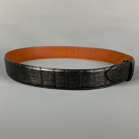 PAT AREIAS Size 32 Black Textured Alligator Belt Strap