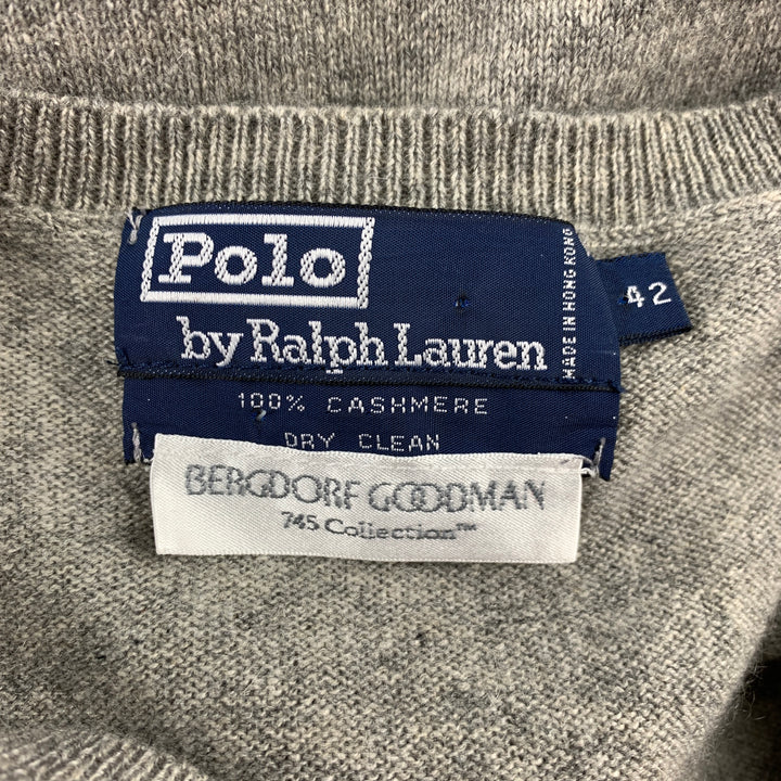 POLO by RALPH LAUREN for BERGDORF GOODMAN Size L Grey Cashmere V-Neck Vest