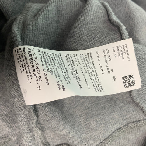 HUGO BOSS Size XL Grey Cream Logo Cotton Hoodie Sweatshirt