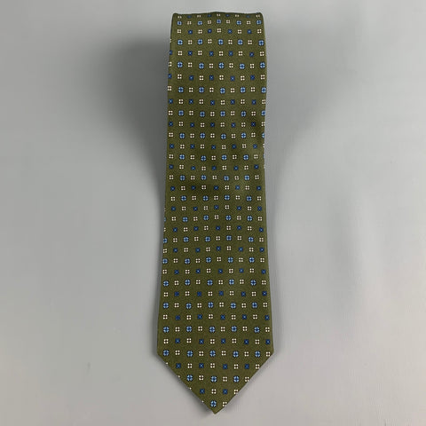 S.MARINELLA Green Blue Abstrack Floral Tie