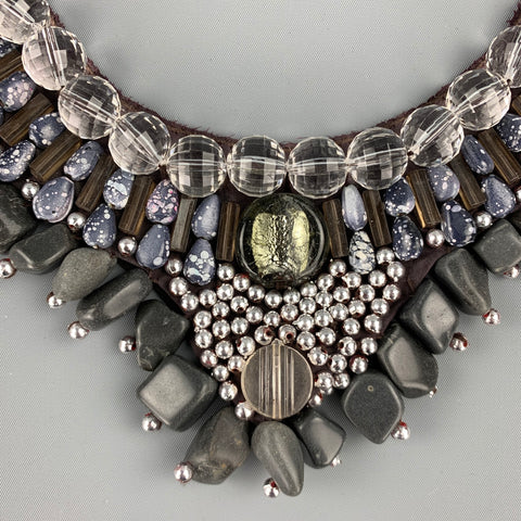 ROBERTA FREYMANN Grey Embellished Layered Necklace