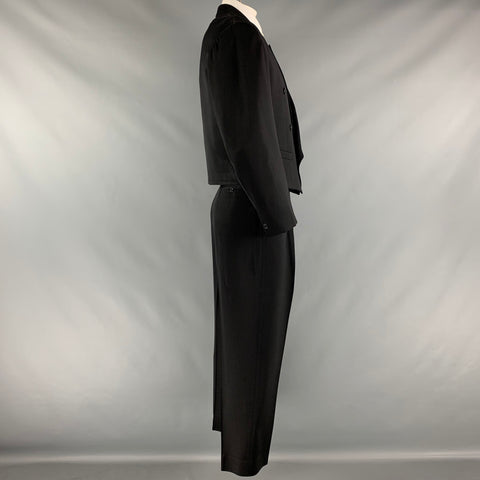 KENZO Size L Black Wool Cropped Suit