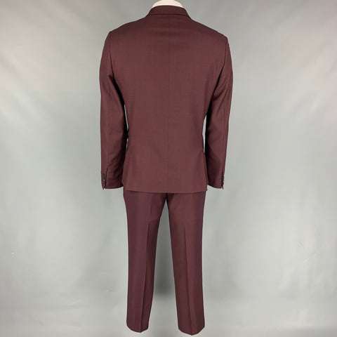PAUL SMITH Kensington Fit Size 44 Regular Burgundy & Black Nailhead Wool Notch Lapel Suit