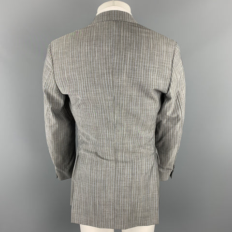 ETRO Talla 38 Traje regular de solapa de muesca de lana / mohair a rayas grises