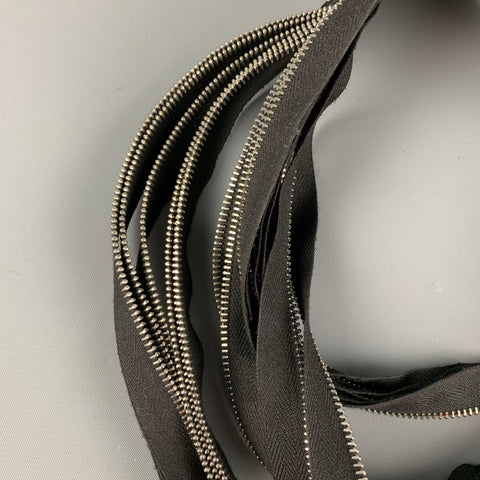 PIER ANTONIO GASPARI Black Silver Canvas Layered Necklace
