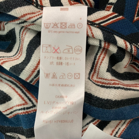 LOUIS VUITTON Size S Blue Black & White Zig Zag Cotton Crew-Neck T-shirt