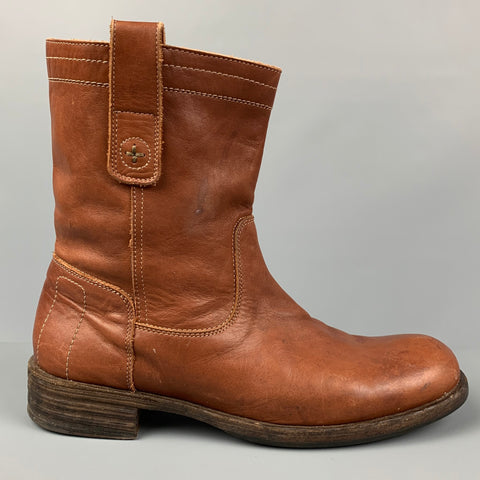 FIORENTINI + BAKER Size 12 Tan Contrast Stitch Leather Pull On Boots