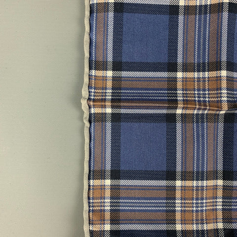 BRUNELLO CUCINELLI Pañuelo de bolsillo de algodón y seda con estampado mixto marrón marino