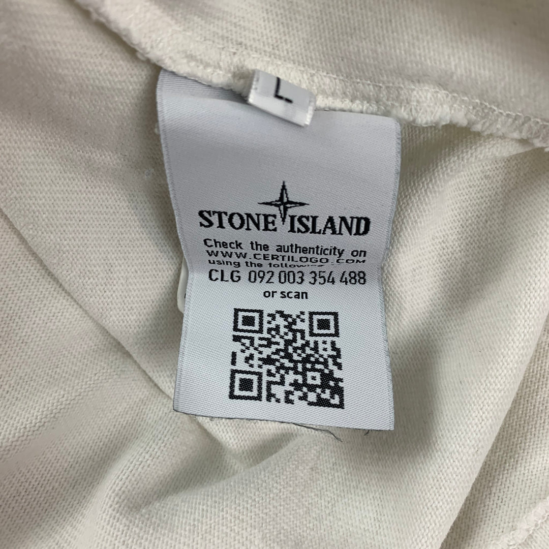 STONE ISLAND Taille L T-shirt à manches longues en coton blanc