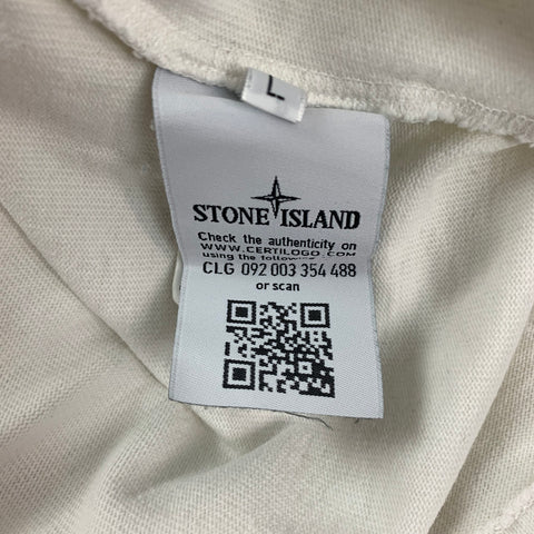 STONE ISLAND Size L White Cotton Long Sleeve T-shirt