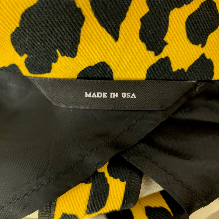 R13 Size XS Yellow Black Animal Print Cotton Notch Lapel  Suit