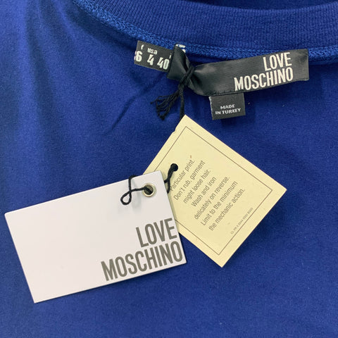 LOVE MOSCHINO Size 4 Navy & Yellow Rock Chick Graphic Print Cotton T-Shirt