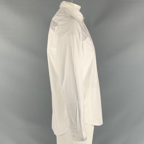 PAUL SMITH Size L White Mixed Fabrics Cotton Button Up  Long Sleeve Shirt
