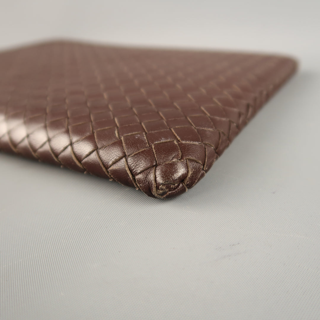 BOTTEGA VENETA Brown Intrecciato Woven Leather Ipad Tablet Case