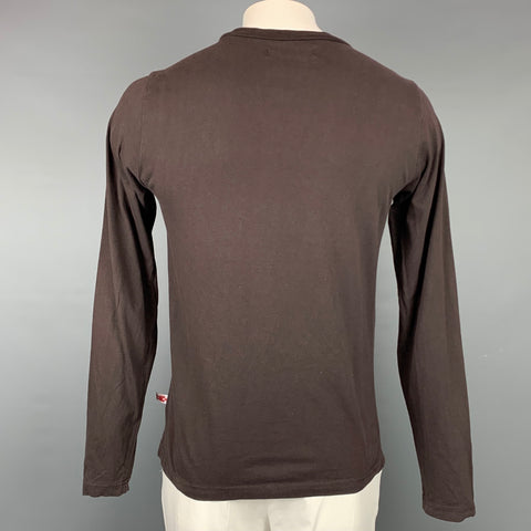 WALTER VAN BEIRENDONCK Size XXL Brown Cotton Zipper Embellishment Long Sleeve Pullover