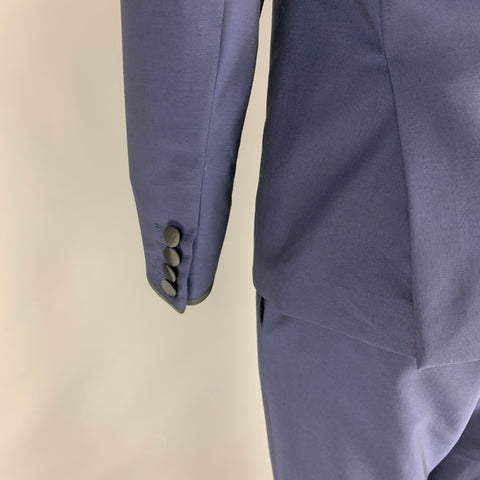 PAUL SMITH Size 38 Regular Blue Black Wool Mohair Tuxedo Suit