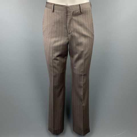 TED BAKER Size 38 Regular Taupe Stripe Wool Notch Lapel Suit