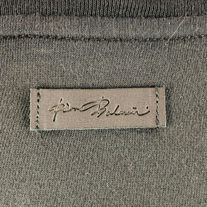 PIERRE BALMAIN Size XS Black Studded Cotton Crew-Neck T-shirt