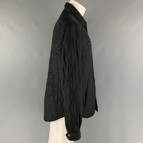 ETRO Size M Black Quilted Nylon Snaps Jacket