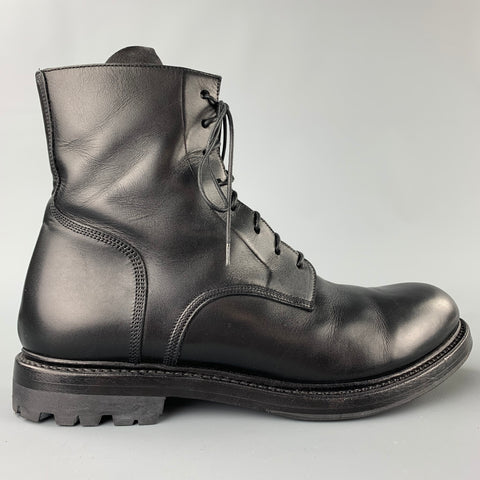 FRANCESCHETTI Size 8.5 Black Leather Lace Up Ankle Boots