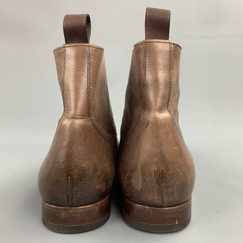 PAUL SMITH Taille 9,5 Bottines à lacets en cuir vieilli marron