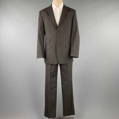 TED BAKER Size 40 Short Charcoal Glenplaid Wool Blend Notch Lapel Suit