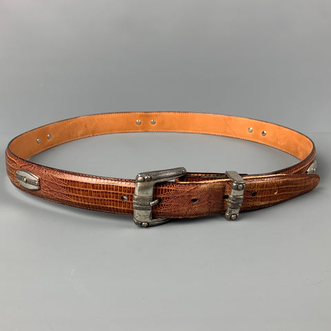 BILL ADLER DESIGN Size 36 Brown Embossed Leather Belt