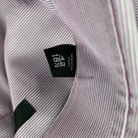GUCCI Size L Purple White Stripe Cotton Button Down Long Sleeve Shirt