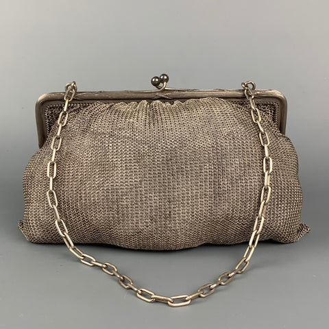 VINTAGE Silver Mesh Chainmail Metal 20's Evening Handbag