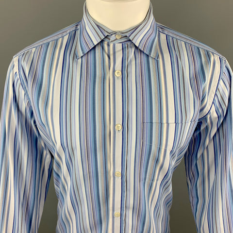 PAUL SMITH Size M Blue Stripe Cotton Long Sleeve Shirt