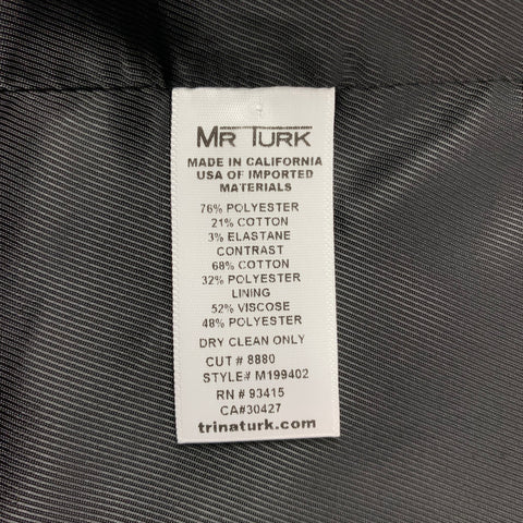 MR TURK Size 42 Black Gold Jacquard Polyester Cotton Peacoat Sport Coat