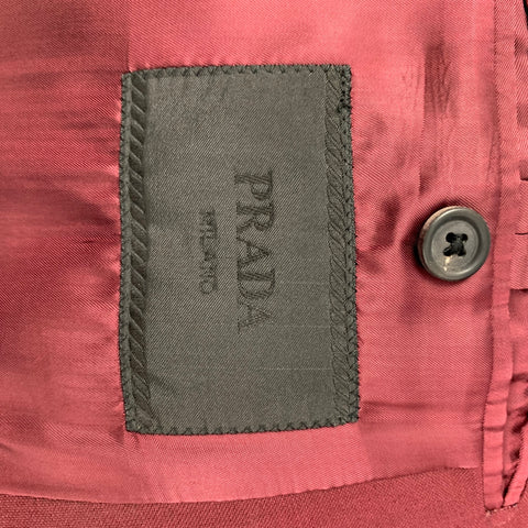 PRADA Size 42 Burgundy Mohair / Wool Peak Lapel Suit