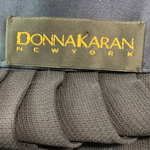 DONNA KARAN Talla 8 Falda plisada debajo de la rodilla de rayón azul marino
