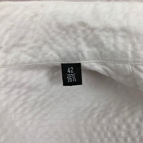 GIORGIO ARMANI Size L White Textured Cotton Nehru Collar Long Sleeve Shirt