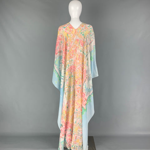 CHANEL Cruise 2011 One Size Multi-Color Cotton Silk Abstract Caftan Long Dress