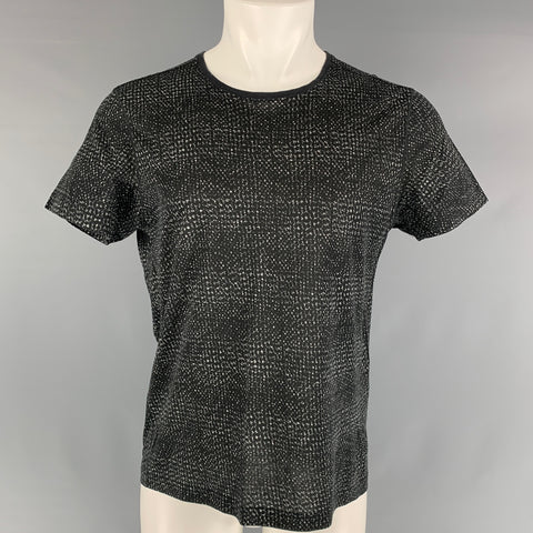 LOUIS VUITTON Size M Black Grey Print Crew-Neck T-shirt