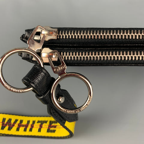 OFF-WHITE by Virgin Abloh Black White Leather "FOR DISPLAY ONLY" Double Pouch