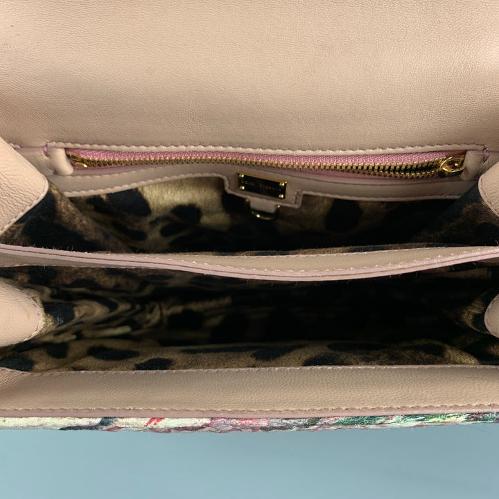 DOLCE & GABBANA Pink Floral Jacquard Cross Body Handbag