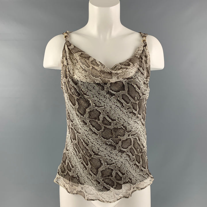 FERAUD Size 6 Gray Silk Snakeskin Camisole Dress Top